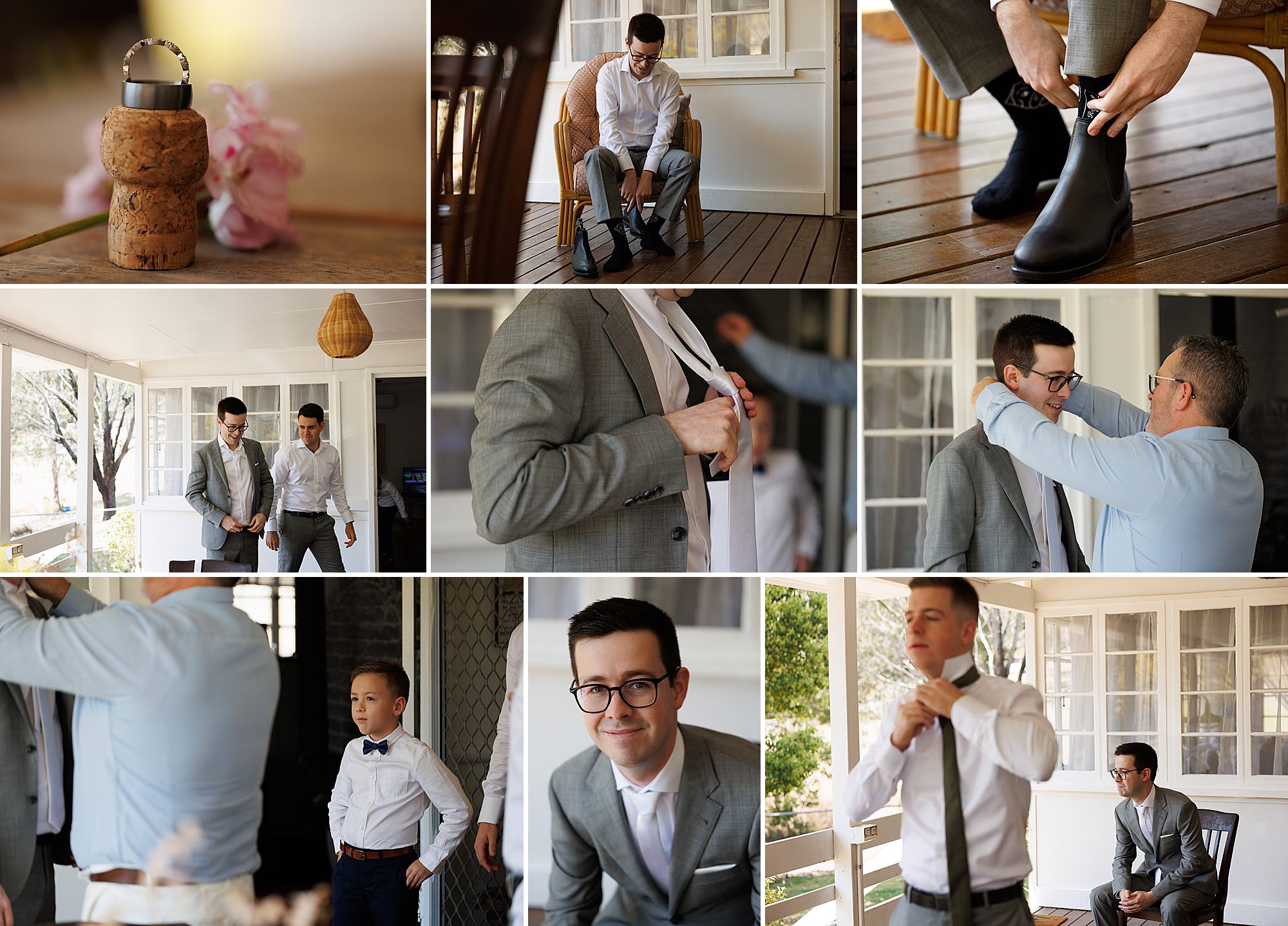 Groom getting ready on his wedding day in the Canungra Valley