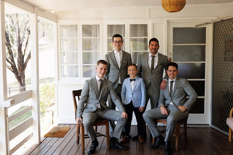 Groomsmen getting ready on a wedding day in Canungra Valley