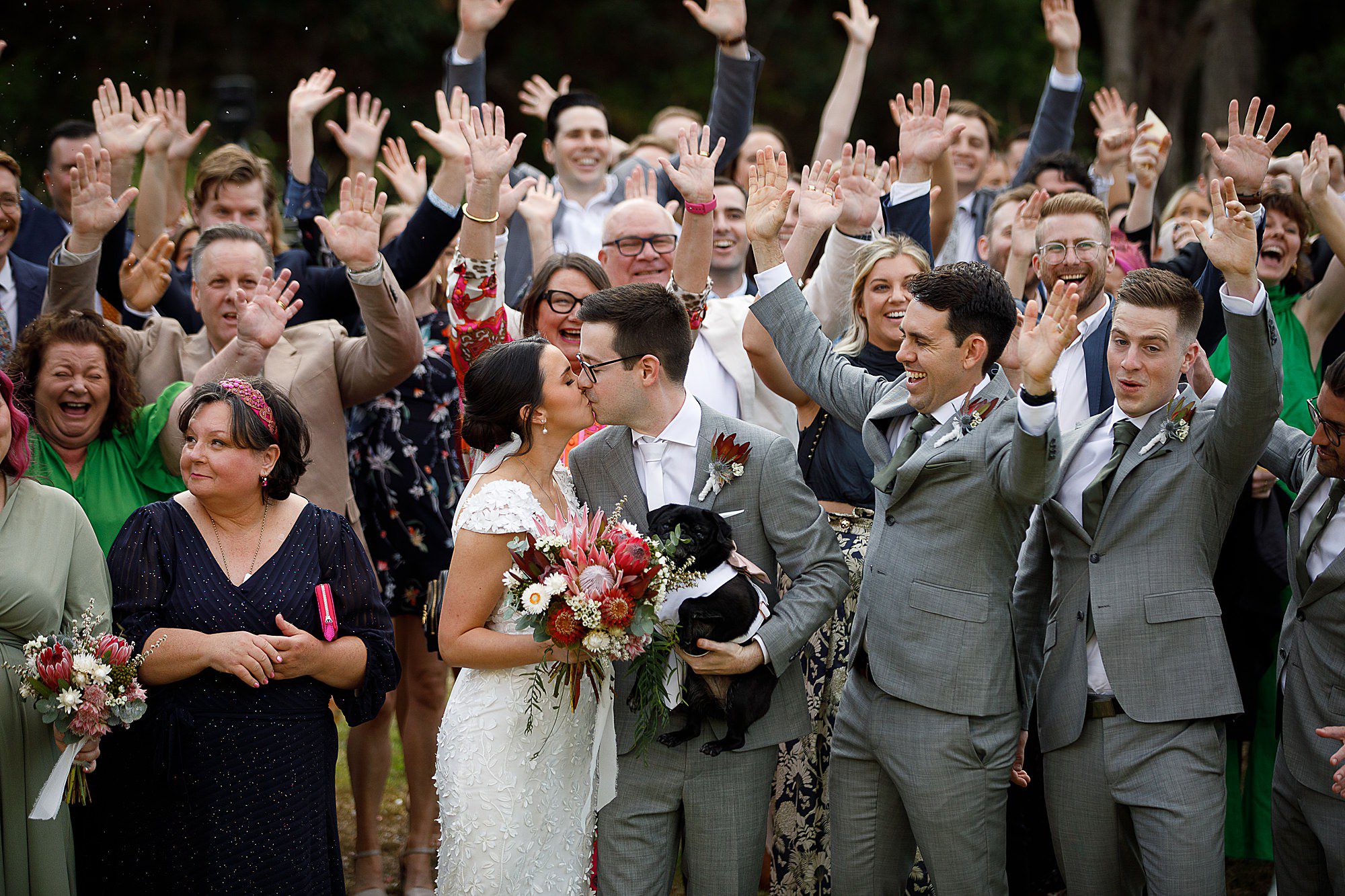 O'reilly's canungra valley vineyeard wedding ceremony group photo