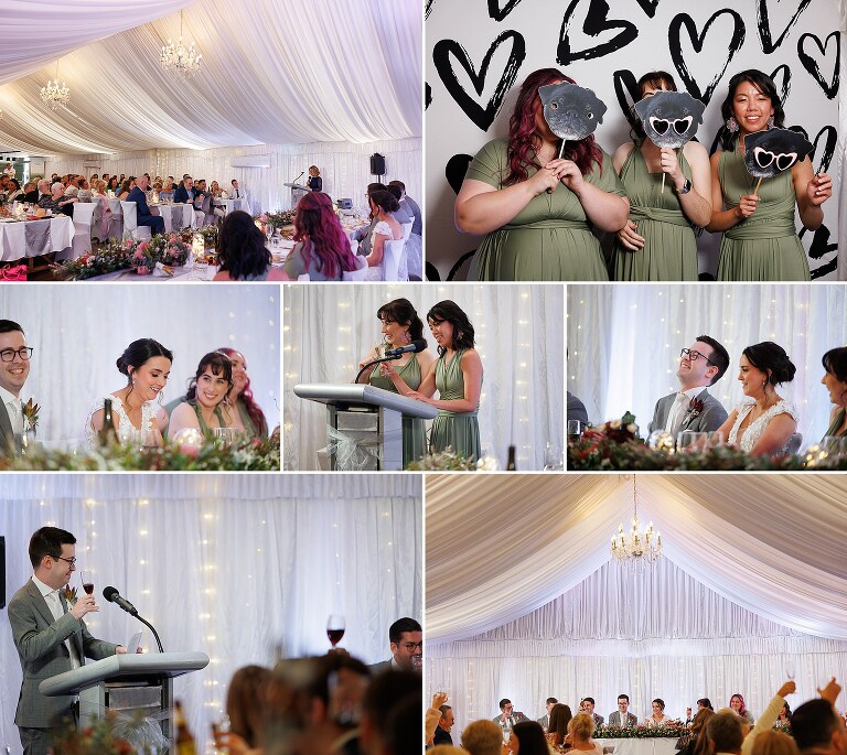 O'reilly's canungra valley vineyard wedding set up in marquee tent during speeches